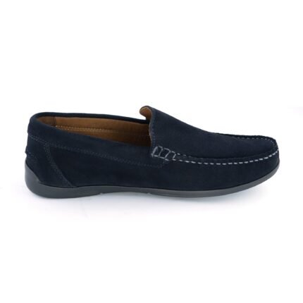 LA CUOIERIA Men Dark Navy Suede Moccasin
